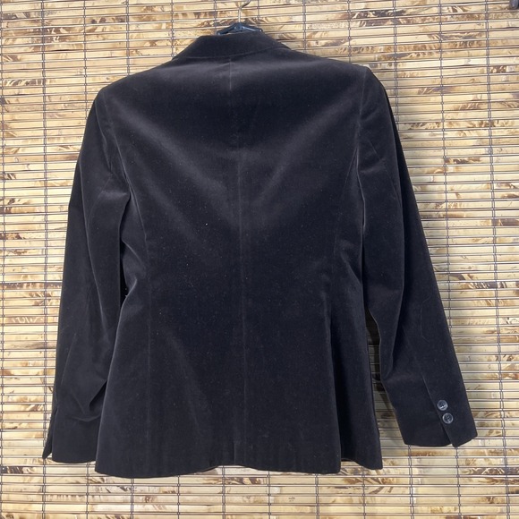 Vtg Velvet Chocolate Brown Tailored Blazer S Womens Dark Academia Old Money Lux - Picture 2 of 7